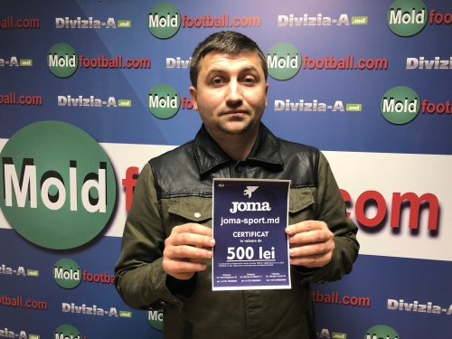 Победитель Конкурса прогнозов получил скидочный сертификат от Joma-sport.md и Moldfootball.com
